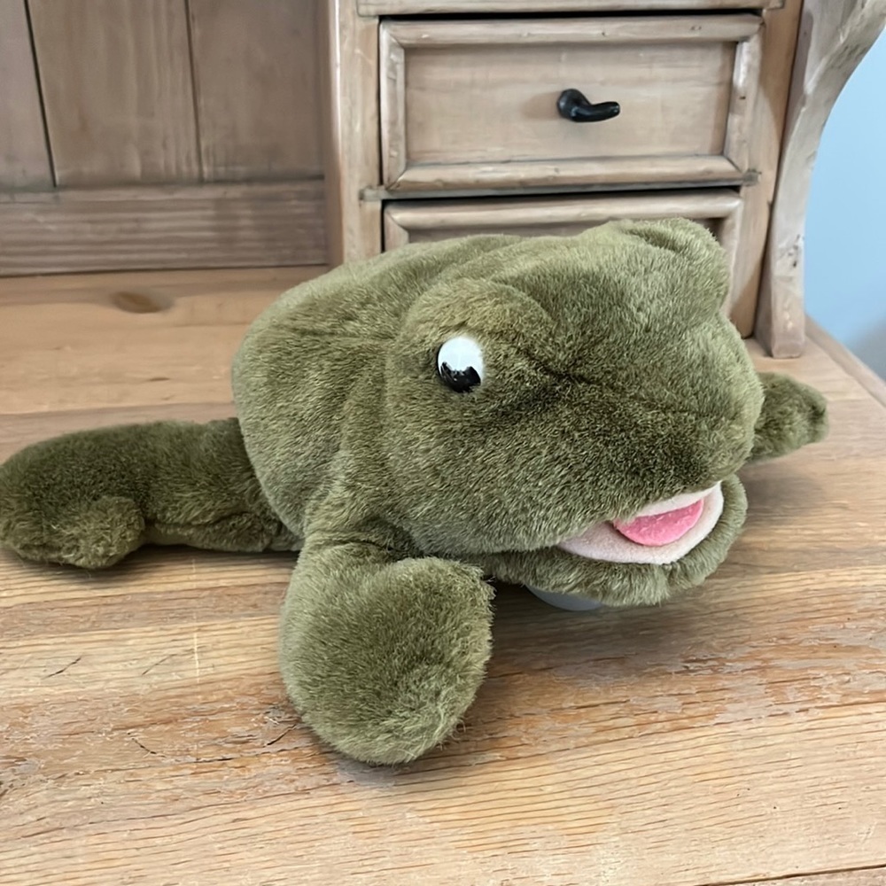 Frog Hand Puppet Plush Vintage Green Preschool Teacher Imaginative Play